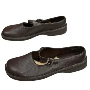 Sbicca Mary Jane Buckle Strap Shoes‎ 6.5 Brown Pebbled Leather Comfort Cottage thumbnail 2
