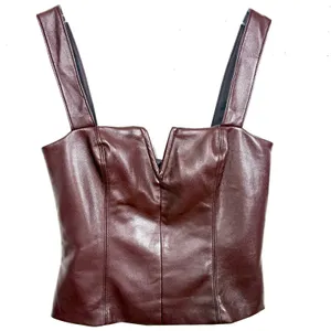 Amanda Uprichard Nia Top Faux Leather Lined Back Zipper Closure V-Wire Small thumbnail 2