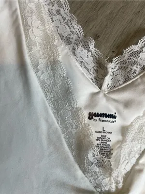White Lace-Trim V-Neck Tank Top - Women thumbnail 2
