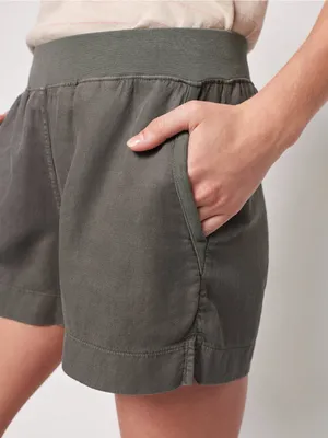 Faherty Arlie Shorts Pull On Linen Blend Olive Green Womens Size Medium thumbnail 2