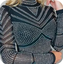 Punchy Blonde Bedazzled Mesh Bodysuit thumbnail 1