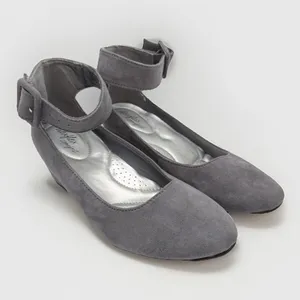 DexFlex Comfort‎ J. Renee Gray Faux Suede Wedge Strap Heels Women's 6.5 EU 38 thumbnail 9