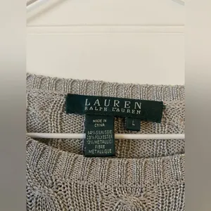 Lauren Ralph Lauren Metallic Sliver Cable Knit Sweater thumbnail 3