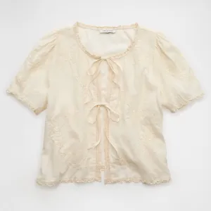 American Eagle Short-Sleeve High Neck Tie Front Shirt thumbnail 4