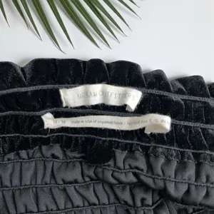 Urban Outfitters Clara Off-The-Shoulder Smocked Velvet Dress in Black thumbnail 13