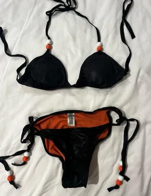 O'Neill Orange and Black Bikini Top thumbnail 1