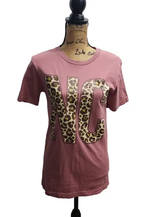 Spirit With Style‎ TShirt Womens Size Small Pink Graphic Tee Leopard Casual thumbnail 1