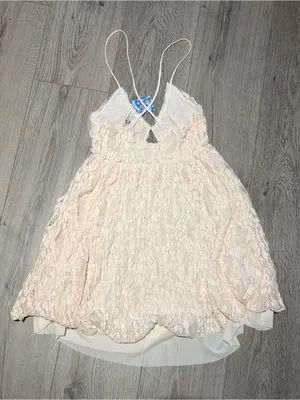 NWT free people fairy light pink Lace Spaghetti Strap Mini Dress thumbnail 2