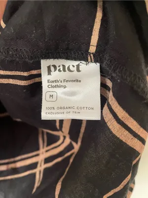 Pact 100% Organic Cotton Black Window Pane Sunset Light Gauze Popover Top Medium thumbnail 4
