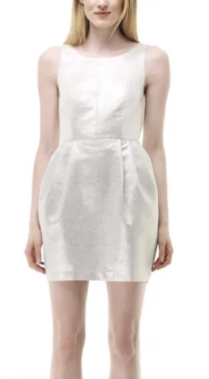 Revolve Club Monaco Lana Dress in Silver Jacquard Mini Dress Sleeveless 00 XXS thumbnail 1