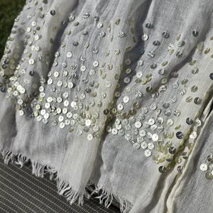 Cream & Sequined scarf Silver thumbnail 4