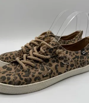 Billabong Marina Leopard Cheetah Sneakers Womens 8 Distressed Y2K Skate thumbnail 1
