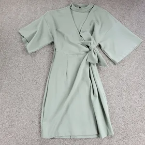 ASOS Womens Dress 4 Mint Green Textured Wrap V Neck Plunge Kimono Tie Waist thumbnail 1