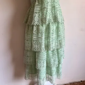 Light Green Tiered Lace V Neck Midi Dress thumbnail 5