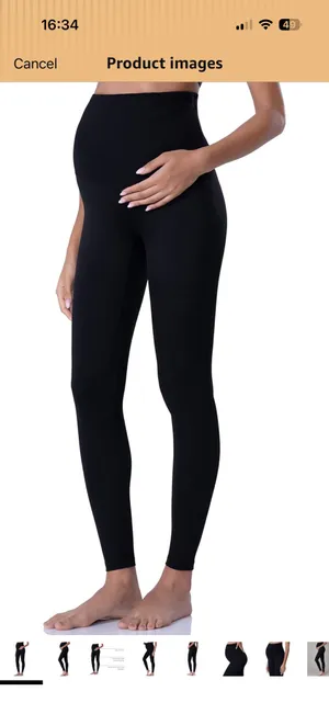 Poshdivah Amazon Maternity Black Full-Length Over-The-Belly Pocket Leggings Large thumbnail 3