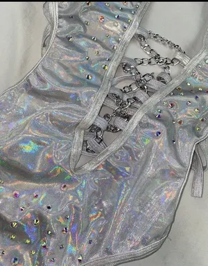 NEW Lingerie Bodysuit Silver thumbnail 7