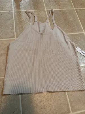 Ribbed Crop Bandeau Tank - Beige says it’s 2XL but I daily that an L thumbnail 5