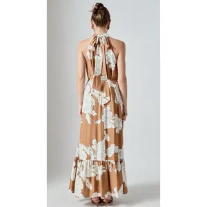 English Factory Women's Floral Halter Maxi Dress Size Small Belted A Line thumbnail 3