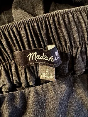 Madewell Black Wide Leg Linen Blend Pants Size 2 thumbnail 3