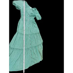 Sundance Smocked Button Maxi Dress S Green White Striped Tiered Cottage Boho thumbnail 10