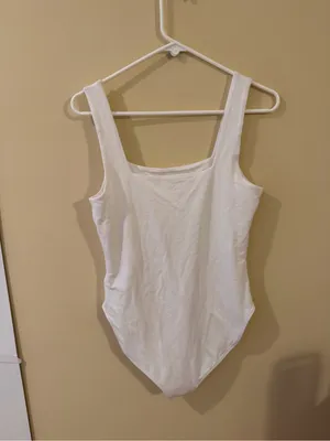 Old Navy White Square Neck Stretch Bodysuit thumbnail 3