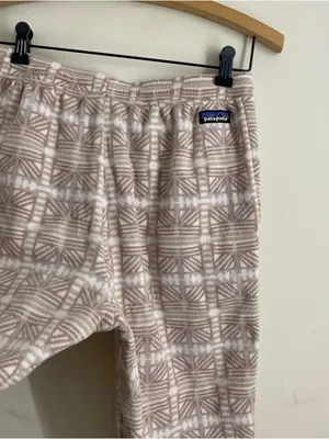 Patagonia Micro D Fleece Joggers Womens S Snow Bean Natural Geometric Cozy Pants thumbnail 9