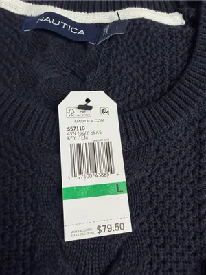 NWT Nautica sweater grandpa fisherman 100% cotton cable knit blue large preppy thumbnail 11