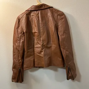Cognac Brown Moto Crushed Leather with Zipper from Argentina Trendy and Chic thumbnail 4