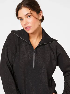 Spanx AirEssentials Half Zip with Shimmer Top-Black Gunmetal‎ thumbnail 2