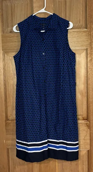 Tommy‎ Hilfiger Blue and Black Geometric Sleeveless Drees size L thumbnail 1