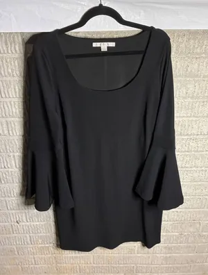 Boston‎ Proper Black Bell Sleeve Scoop Neck Dress Size L thumbnail 1