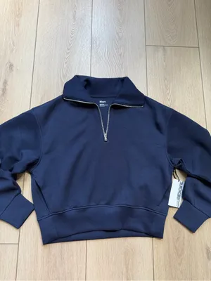 Old Navy Sport Bounce Fleece Women's Navy Half-Zip Pullover Sweatshirt NWT XS thumbnail 8