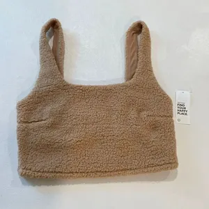 Gilly Hicks Sherpa Fleece Tank Top Size S Tan Cozy Cropped Teddy NWT thumbnail 2