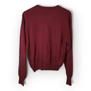 Good American Henley Sweater S/M Wine Red Ribbed Knit Quiet Luxury Pullover thumbnail 2
