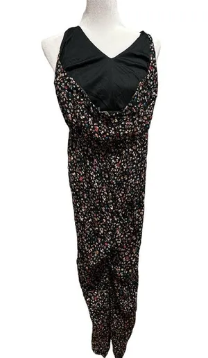 Francescas Mi Ami Halter Floral Black Backless One Piece Jumpsuit S thumbnail 4