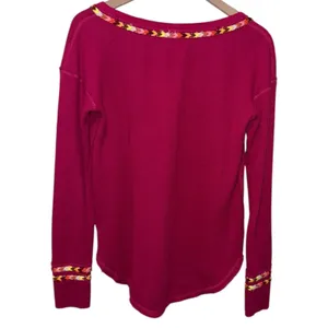 We The Free People Rainbow Thermal Henley Top Oversized‎ Sz S Boho Long Sleeve thumbnail 2