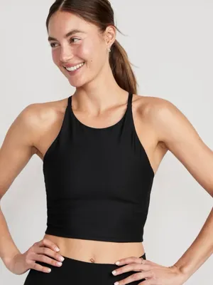 Old Navy Black Light Support PowerSoft Longline Sports Bra in Size Large thumbnail 1