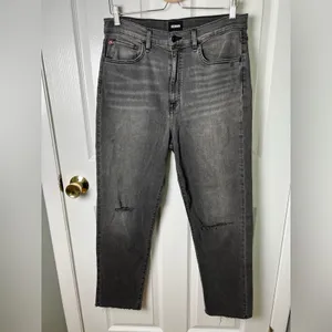Hudson Womens NEW Kass High Rise Distressed Straight Ankle Jeans Washed Black 29 thumbnail 3