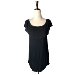 Becca Coverup Women Medium‎ Black Off The Shoulder Flowy Mini Swim Swimwear thumbnail 2