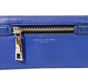 Marc Jacobs Gotham Pebbled Leather Wallet in Blue thumbnail 1
