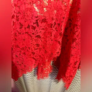 Lulus | One Wish Red Lace Midi Dress, size M thumbnail 7