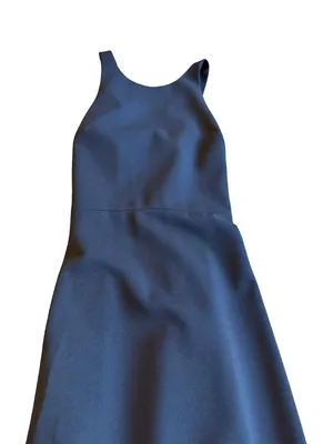 BHLDN Navy Halter Crisscross Back Pleated Maxi Dress Gown Evening Size 4 Women's thumbnail 3