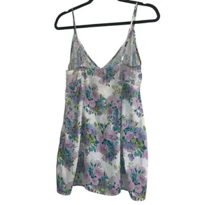 ✨For Love and Lemons White Purple Lavender Floral Mini Slip Sz Large Dress✨ thumbnail 3