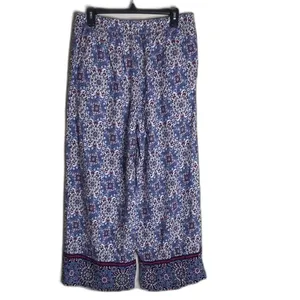 Loft Fluid Wide Leg Crop Pants in Medallion Linen Blend‎ ladies size medium thumbnail 10