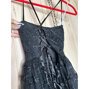 NWT Lulus Pursuing Elegance Black Floral Embroidered Lace-Up Dress Whimsigoth S thumbnail 6