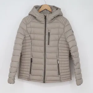 Michael Kors Puffer Jacket Womens M Packable Hooded Taupe Quilted Excellent thumbnail 1