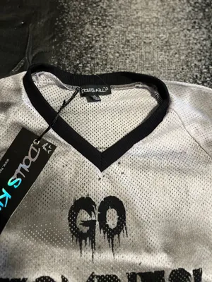 Womens XL NWT Dolls Kill Go Zombies Cropped Football Jersey thumbnail 7