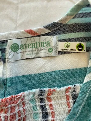 Aventura Organic Cotton Striped Tank Top Medium Sleeveless Boho Coastal thumbnail 7