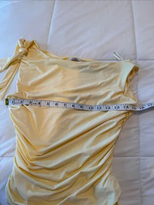 Wayf One-Shoulder Ruched Camisole in Light Yellow thumbnail 5