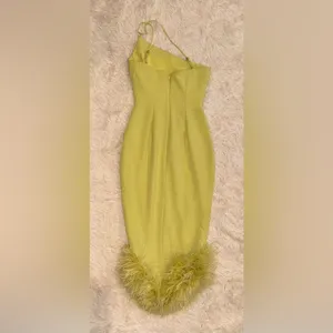 NWOT House of CB ‘Alessia’ Lime Feathered Midi Dress sz XS thumbnail 5
